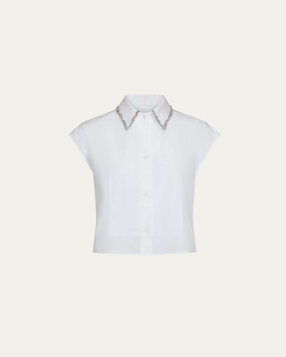 Cap-Sleeve Top with Beaded Collar